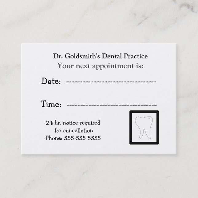 Molar Dental Appointment Design Card (Front)