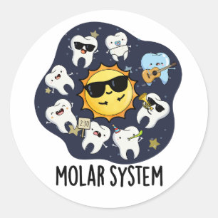 Molar System Funny Dental Astronomy Pun Classic Round Sticker