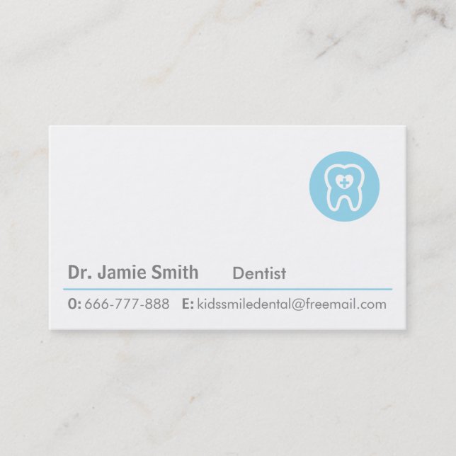Molar Tooth First Aid Heart Dentist Business Cards (Front)