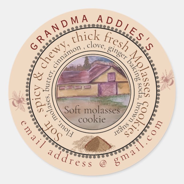 molasses cookie large customise classic round sticker (Front)