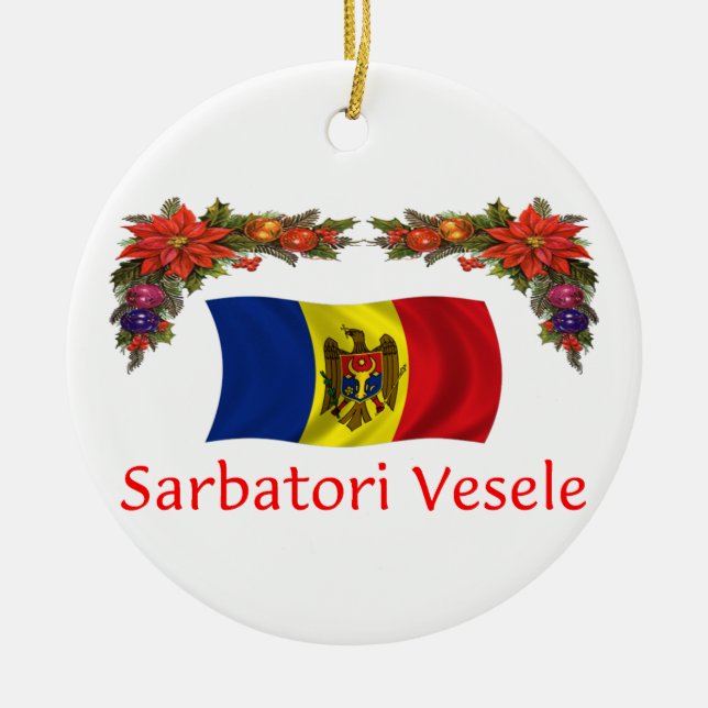 Moldova Christmas Ceramic Ornament (Front)