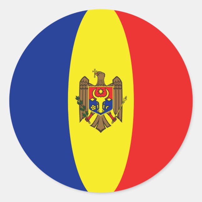 Moldova Fisheye Flag Sticker (Front)