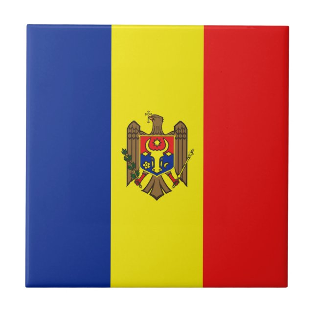 Moldova Flag Ceramic Tile (Front)