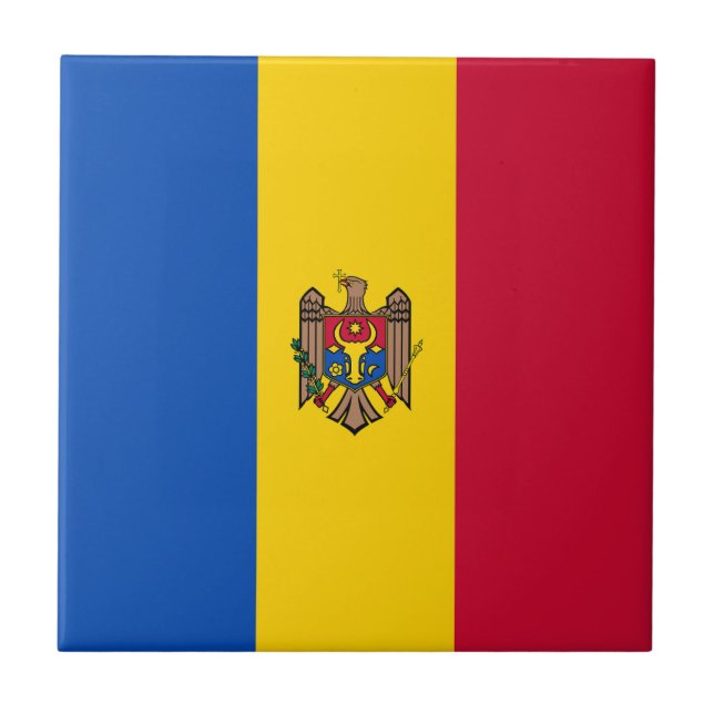Moldova Flag Ceramic Tile (Front)