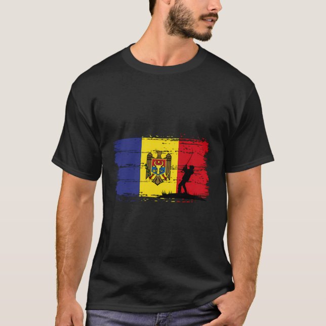 Moldova Flag Fishing Moldova T-Shirt (Front)