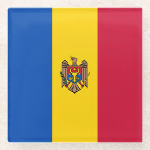 Moldova Flag Glass Coaster