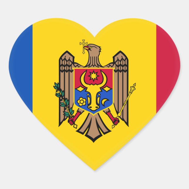 Moldova Flag Heart Sticker (Front)