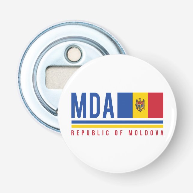 Moldova Flag & ISO Code Design Bottle Opener (Front)
