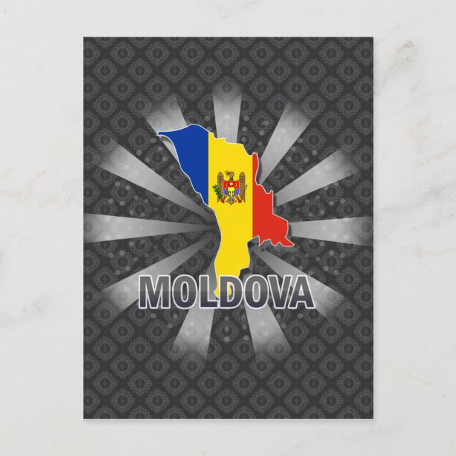 Moldova Flag Map 2.0 Postcard (Front)