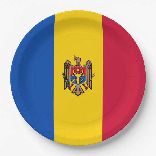 Moldova Flag Paper Plate (Front)