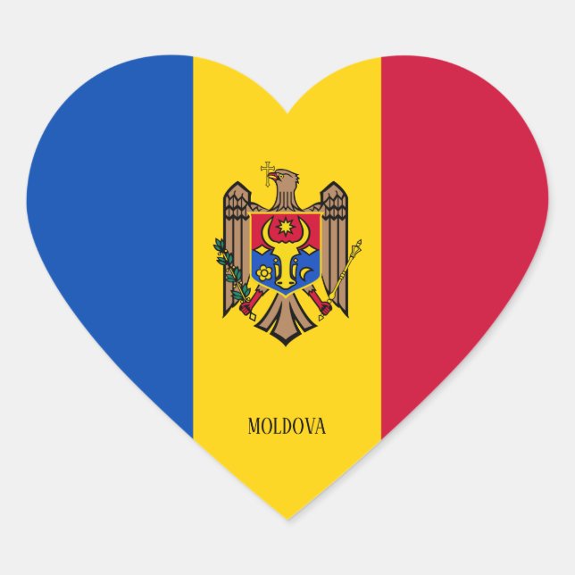 Moldova Flag Patriotic Heart Sticker (Front)