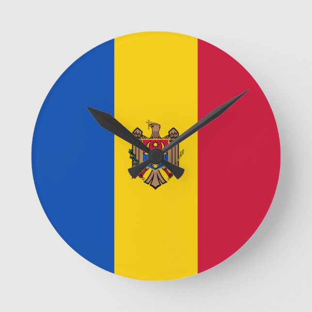 Moldova Flag Round Clock (Front)