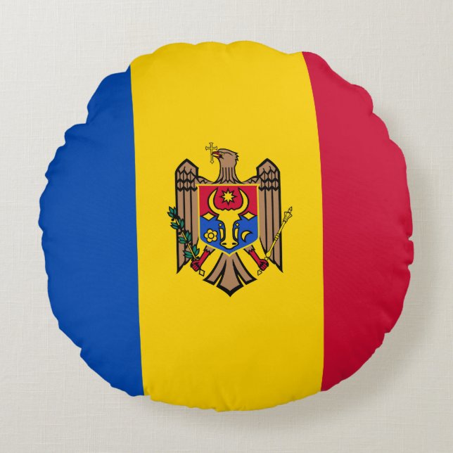 Moldova Flag Round Cushion (Front)