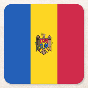 Moldova Flag Square Paper Coaster