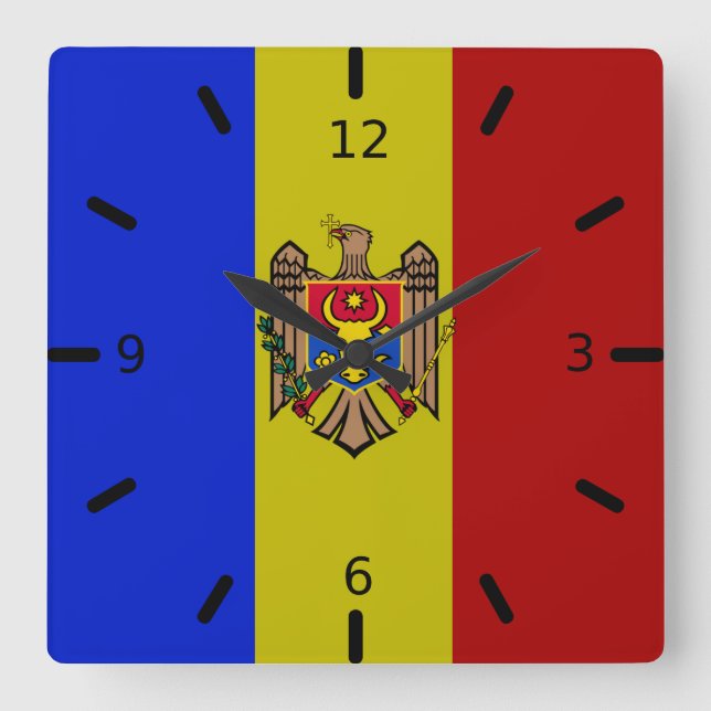 Moldova flag    square wall clock (Front)