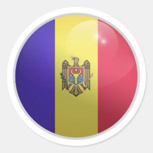Moldova Glossy Circle Flag Classic Round Sticker