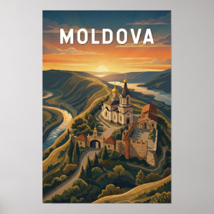 Moldova Illustration Travel Art Vintage Poster