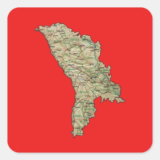 Moldova Map Sticker (Front)
