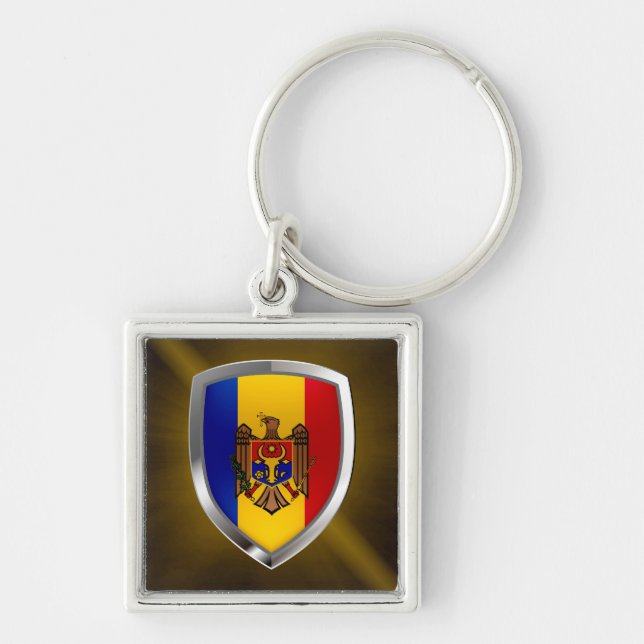 Moldova Metallic Emblem Key Ring (Front)