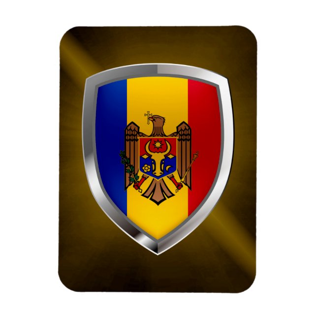 Moldova Metallic Emblem Magnet (Vertical)