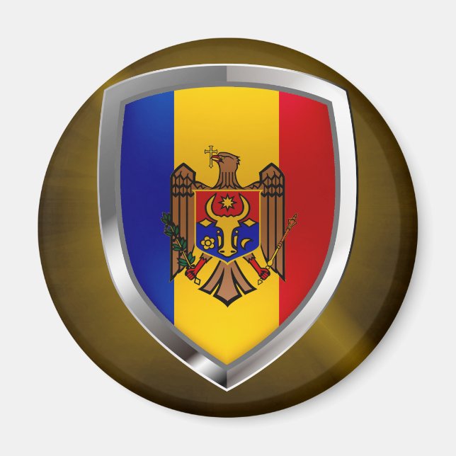 Moldova Metallic Emblem Magnet (Front)