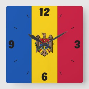 Moldova National Flag Patriotic Square Wall Clock
