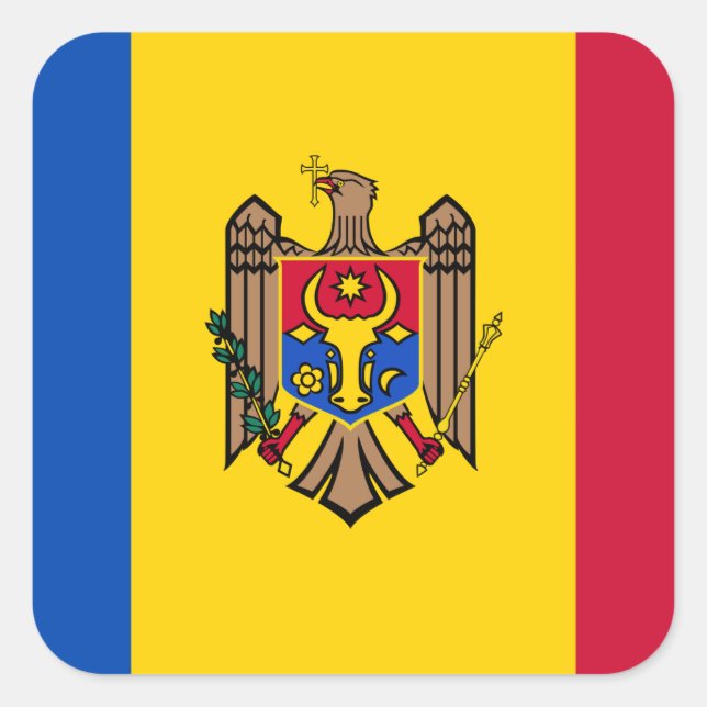 Moldova National World Flag Square Sticker (Front)