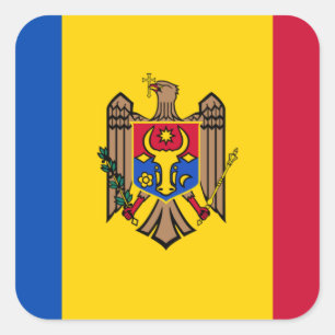 Moldova National World Flag Square Sticker