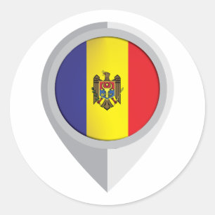 Moldova Pin Location Flag for Your family who orig Classic Round Sticker
