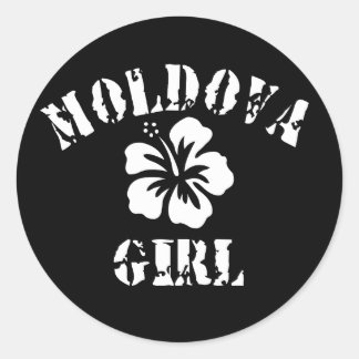 Moldova Pink Girl Classic Round Sticker