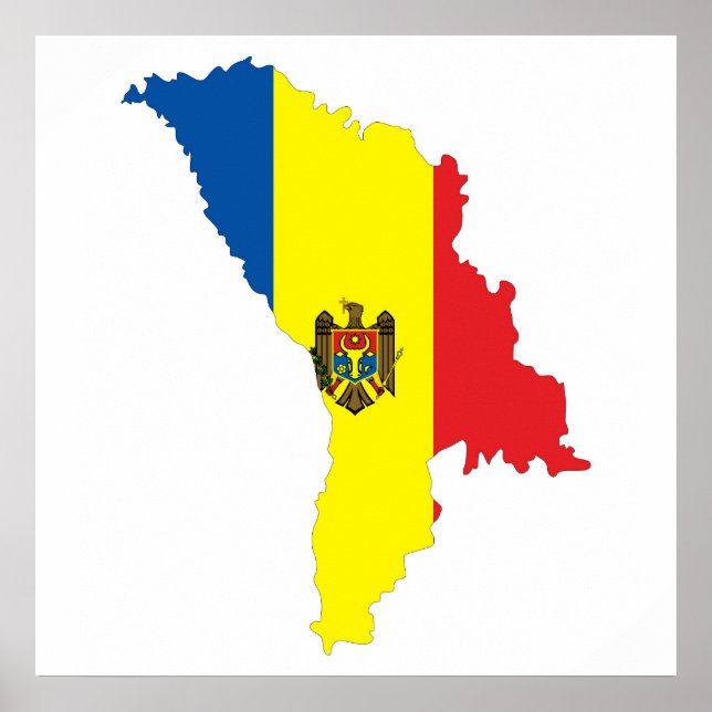 moldova republic country flag map shape symbol poster (Front)