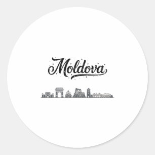 Moldova Skyline Travel Vacation Outfits Classic Round Sticker