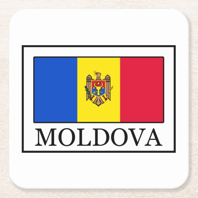 Moldova Square Paper Coaster (Front)