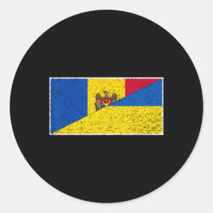 Moldova Ukraine Flag Moldovan Ukrainian Pride Nati Classic Round Sticker