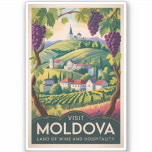Moldova Winery Illustration Travel Art Vintage