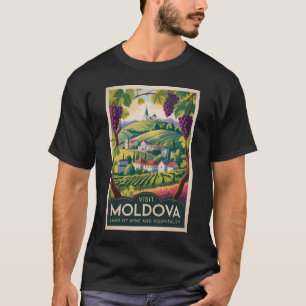 Moldova Winery Illustration Travel Art Vintage T-Shirt