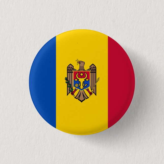 Moldovan Flag, Flag of Moldova 3 Cm Round Badge (Front)