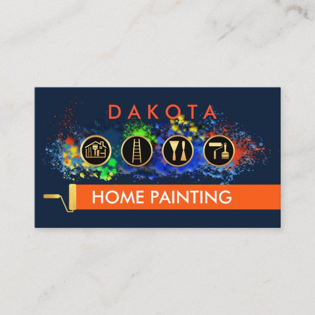 Moldy Colorful Paint Splatter Home Repair Business Card (Front)