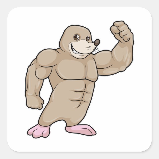 Mole as Bodybuilder with big Muscles Square Sticker (Front)
