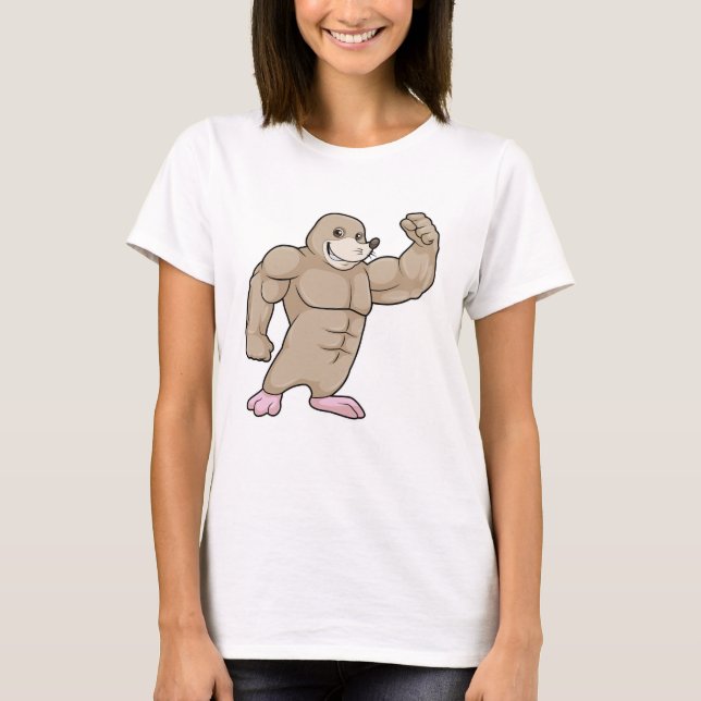 Mole as Bodybuilder with big Muscles T-Shirt (Front)