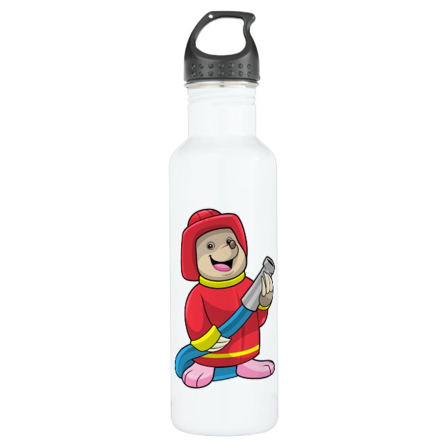 Mole as Firefighter with Hose 710 Ml Water Bottle (Front)