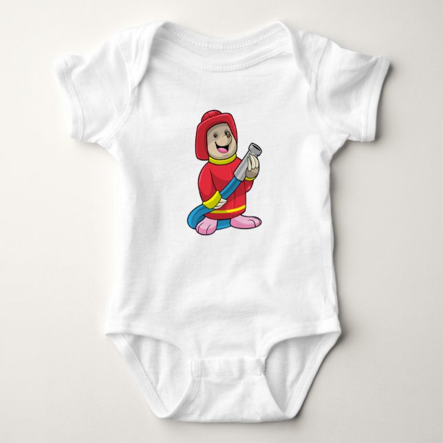 Mole as Firefighter with Hose Baby Bodysuit (Front)