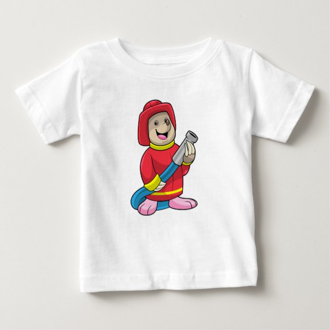 Mole as Firefighter with Hose Baby T-Shirt (Front)