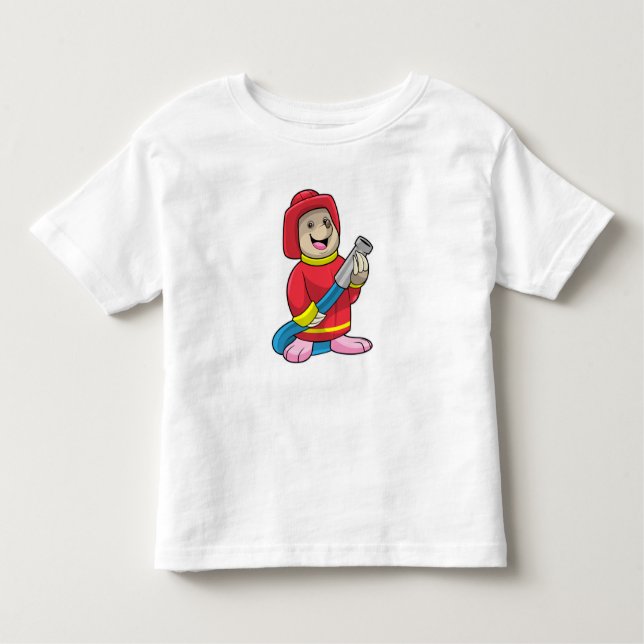 Mole as Firefighter with Hose Toddler T-Shirt (Front)