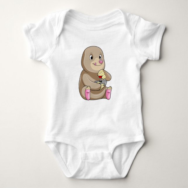 Mole as Gamer with Joystick Baby Bodysuit (Front)