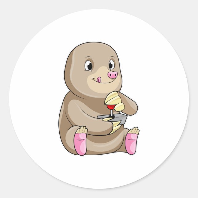 Mole as Gamer with Joystick Classic Round Sticker (Front)