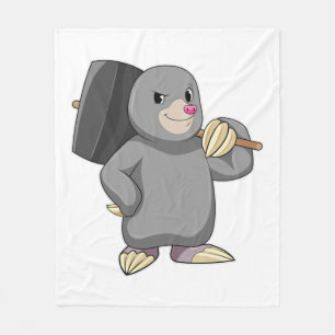Mole as Handyman with Hammer Fleece Blanket