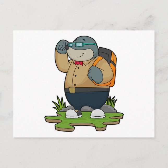 Mole as Hiker with Backpack Postcard (Front)