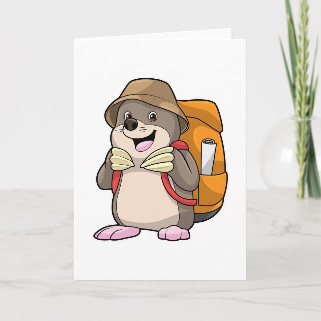 Mole as Hiker with Luggage Card (Front)