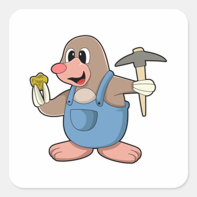 Mole as Miner with Gold Square Sticker (Front)